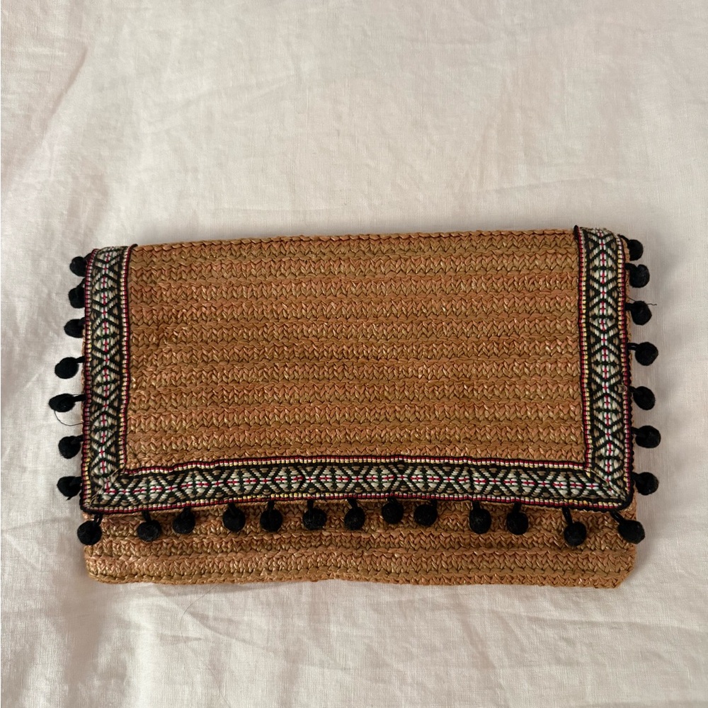 Chic Tan Clutch with Black Detailing